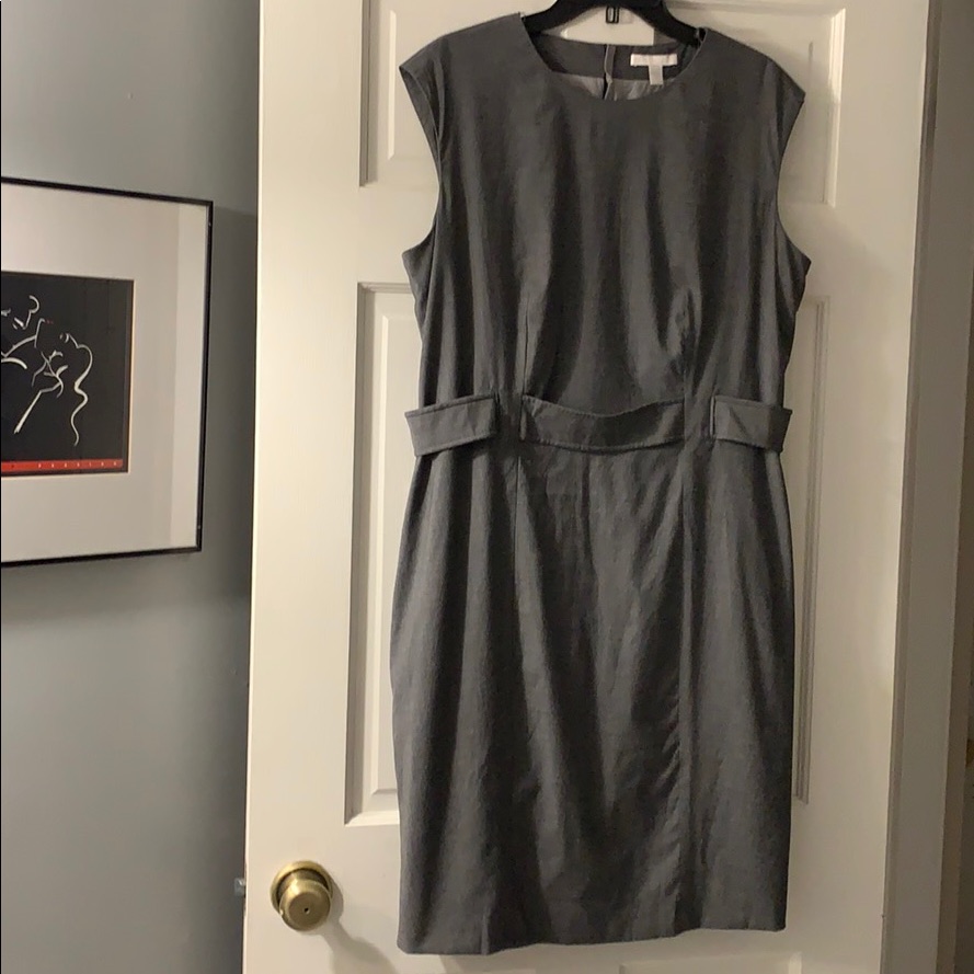 Hugo Boss Size 14 Virgin Wool Blend Grey Dress.
